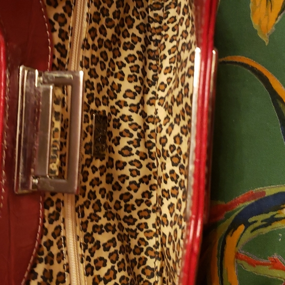 Maxx New York Glossy Red Croc-Pattern Clutch - Picture 7 of 8